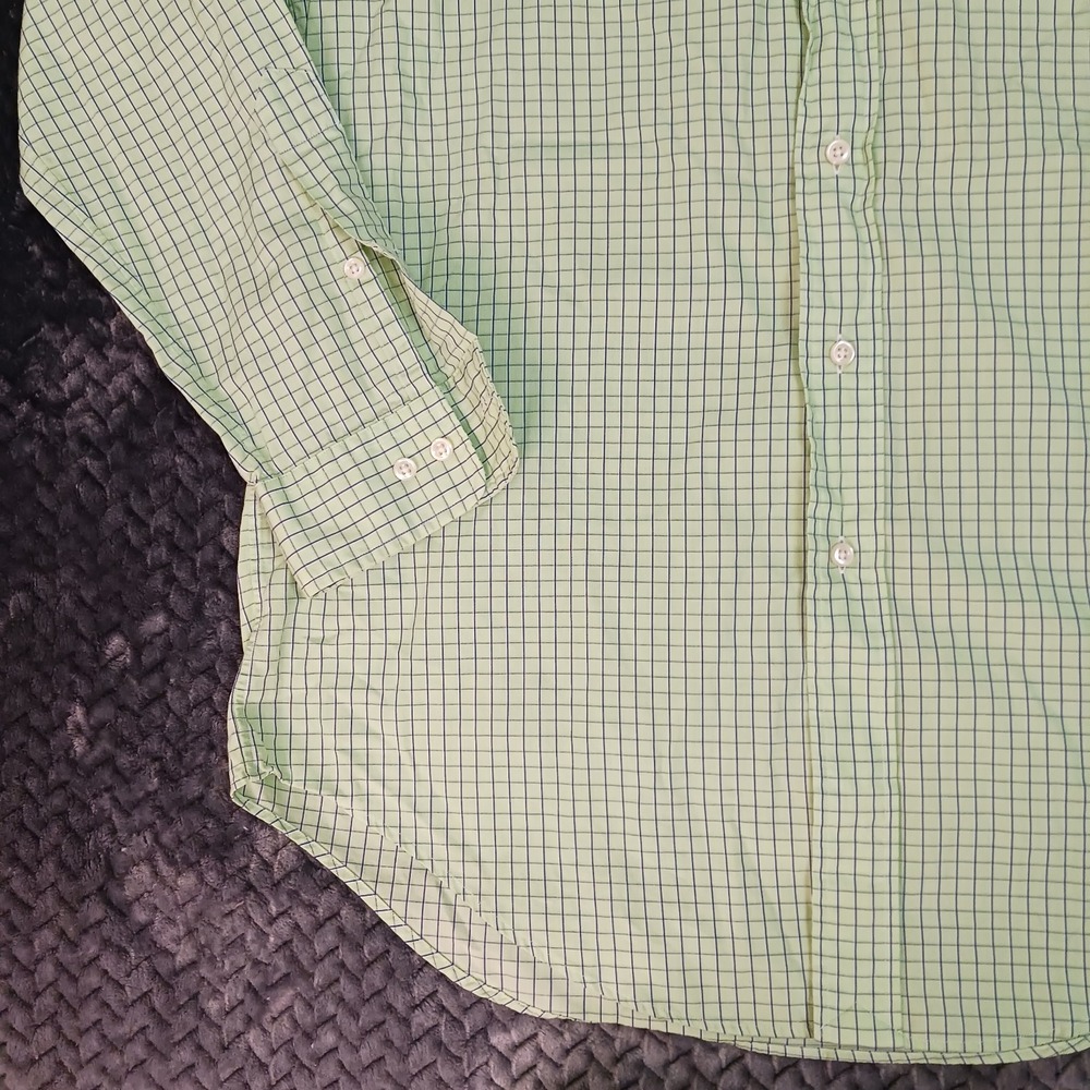 Ralph Lauren Yarmouth 100% Cotton Button Up Long Sleeve Plaid Design Green Sz 15 - Picture 4 of 10